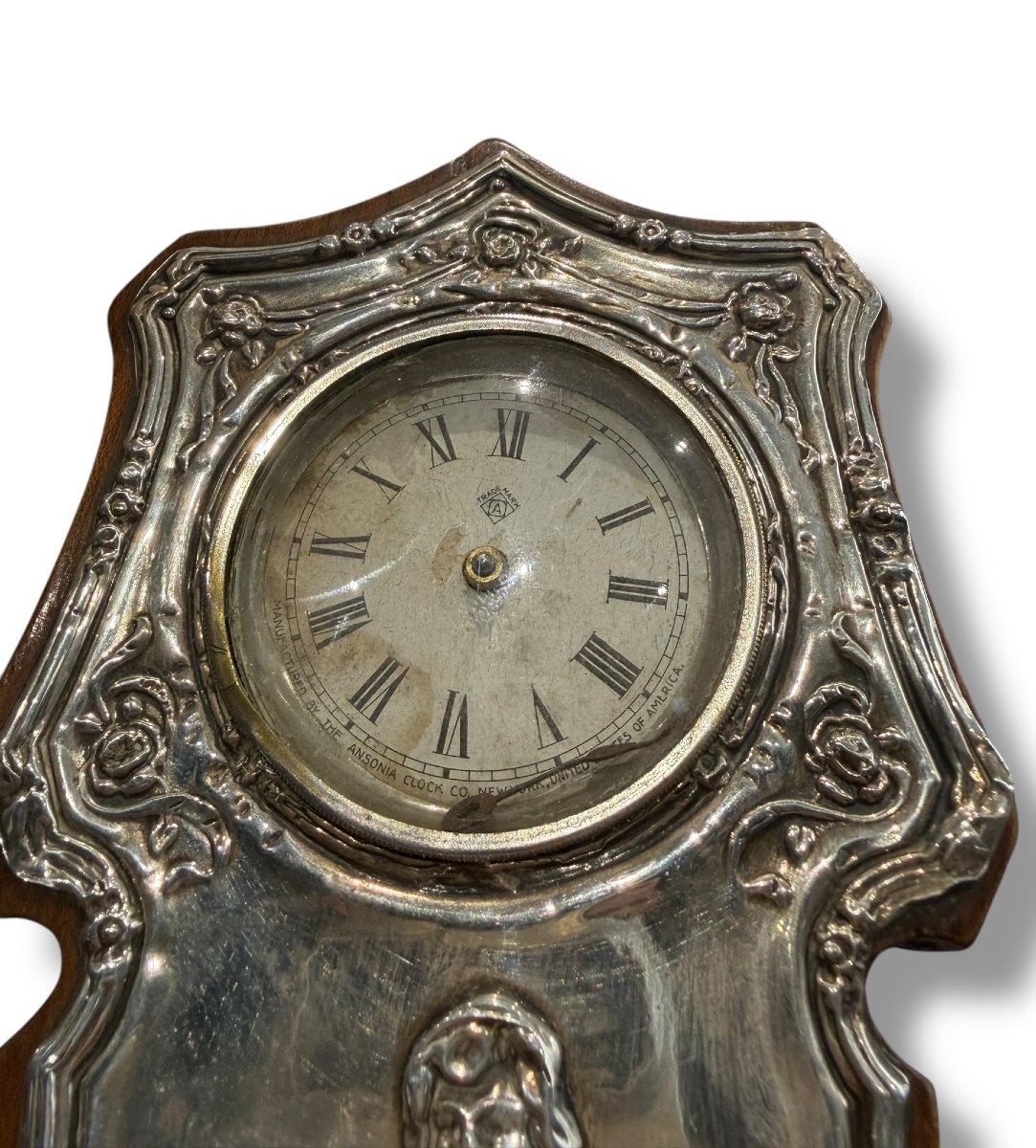 Mother And Child Mantel Clock In Solid Silver-photo-8
