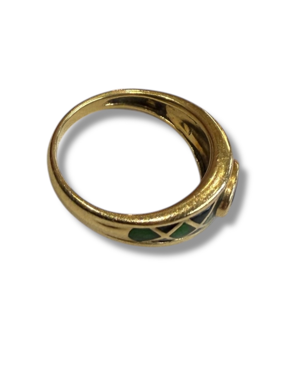 Gold, Sapphire And Enamel Ring -photo-2
