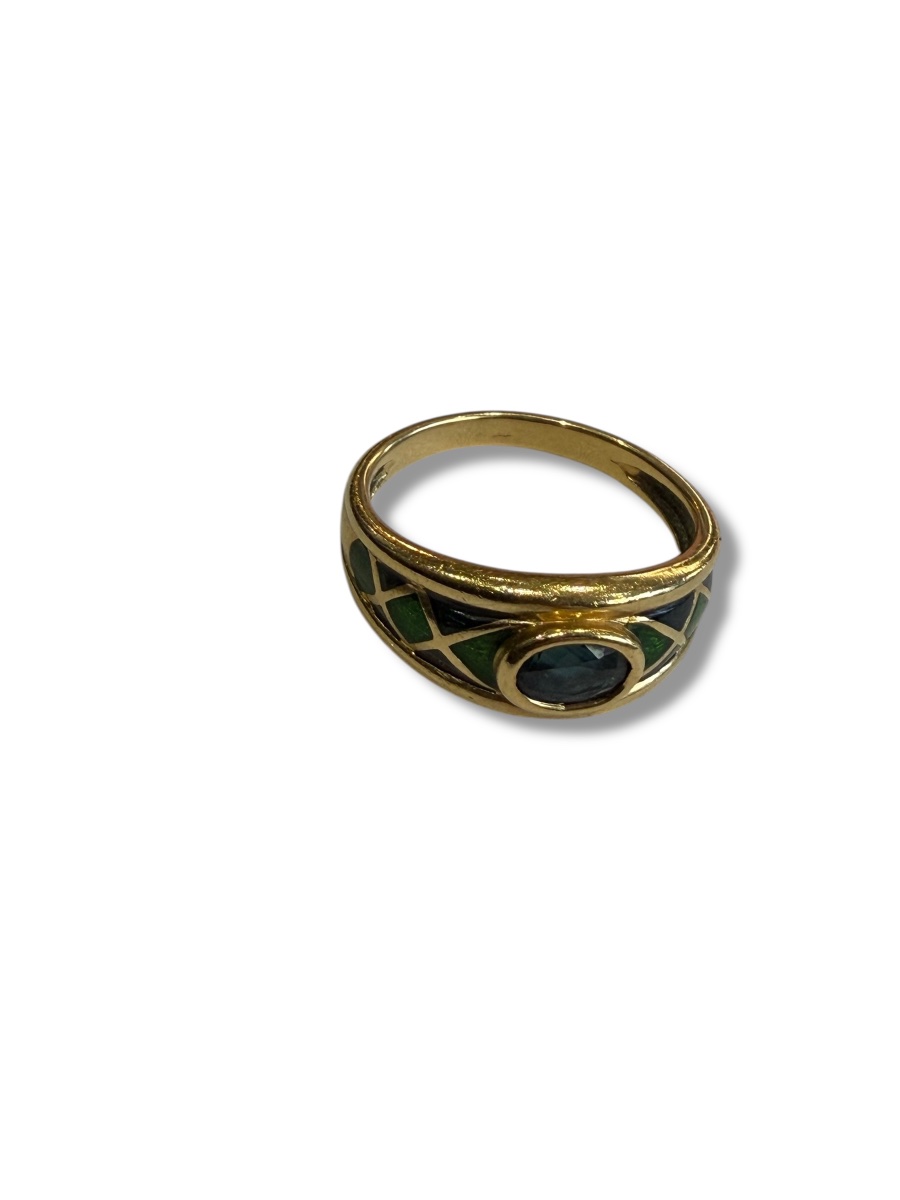 Gold, Sapphire And Enamel Ring -photo-5