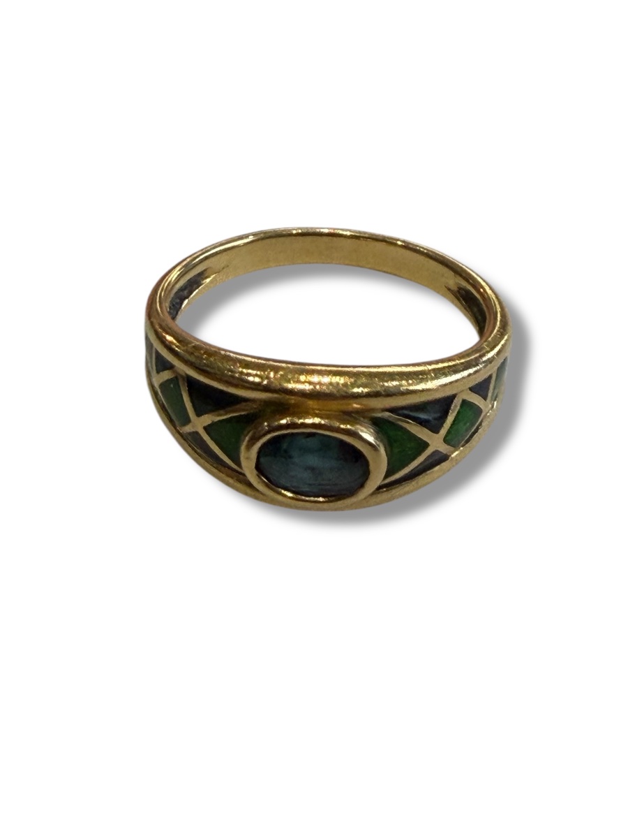 Gold, Sapphire And Enamel Ring -photo-7