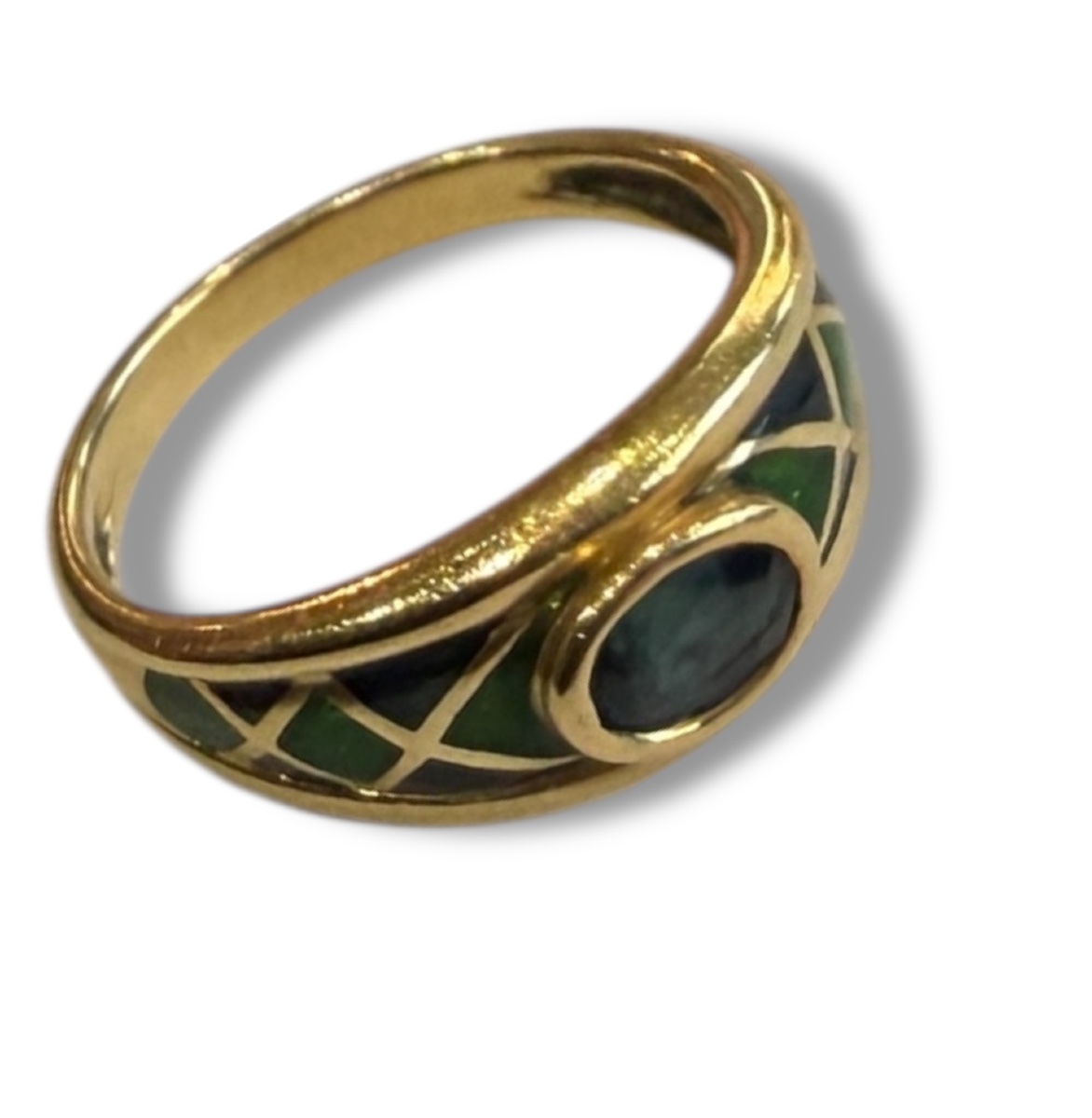 Gold, Sapphire And Enamel Ring 