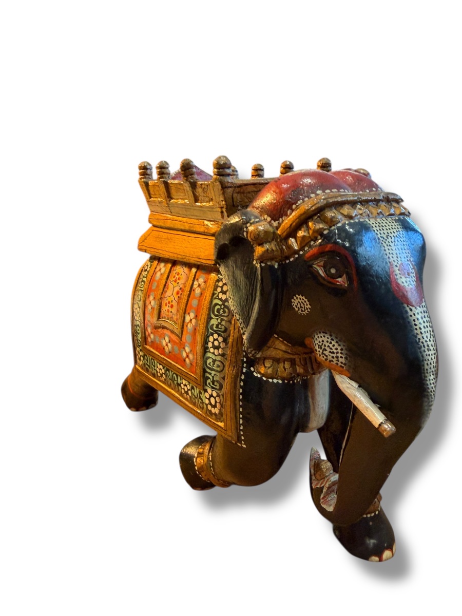 India Painted Wooden Elephant-photo-3