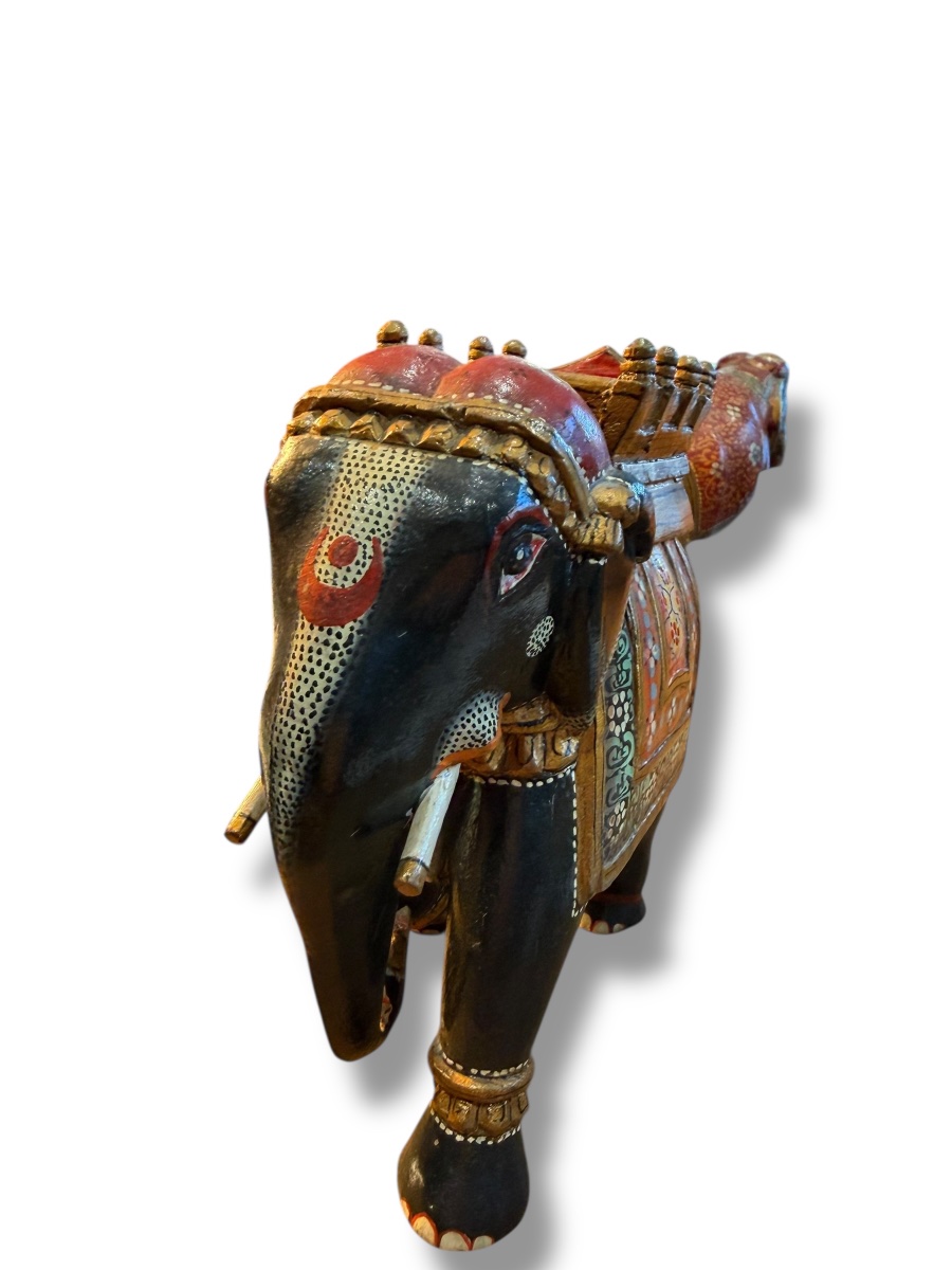 India Painted Wooden Elephant-photo-4