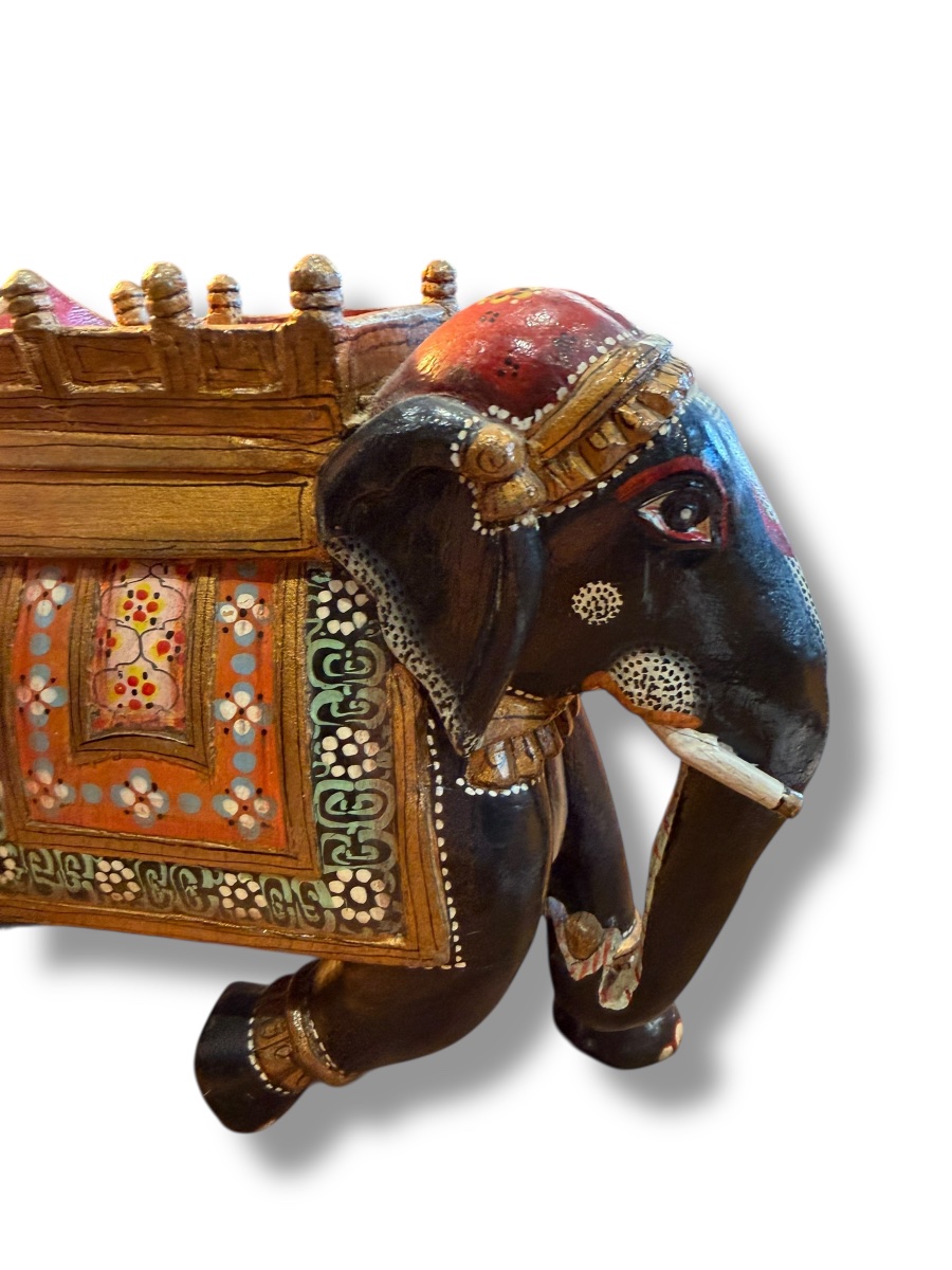 India Painted Wooden Elephant-photo-6