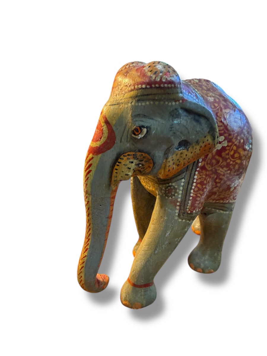 India Painted Wooden Elephant-photo-2