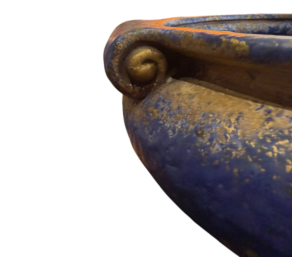 Coupe Art Deco terracotta bleu et doré-photo-3