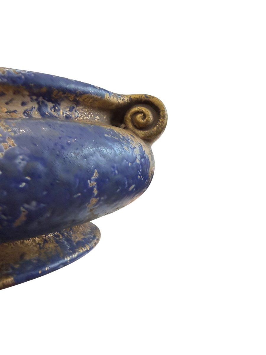 Coupe Art Deco terracotta bleu et doré-photo-2