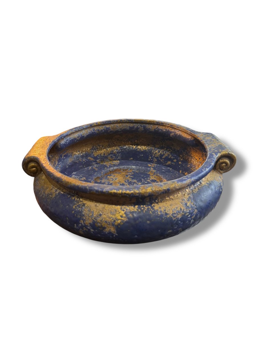 Coupe Art Deco terracotta bleu et doré-photo-3