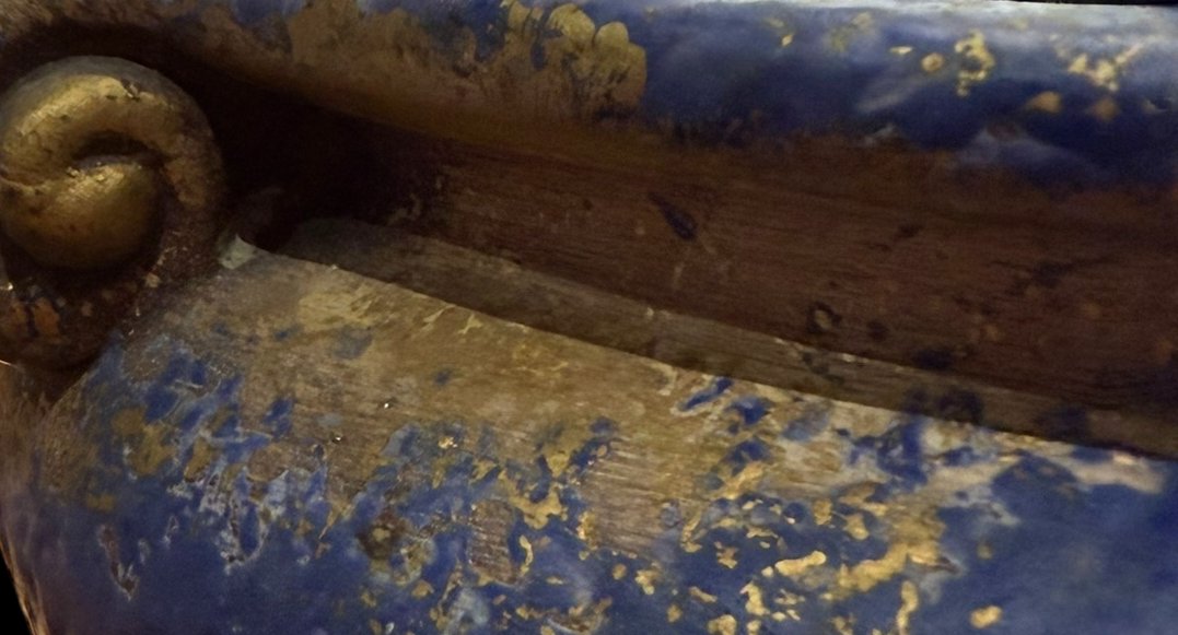 Coupe Art Deco terracotta bleu et doré-photo-4