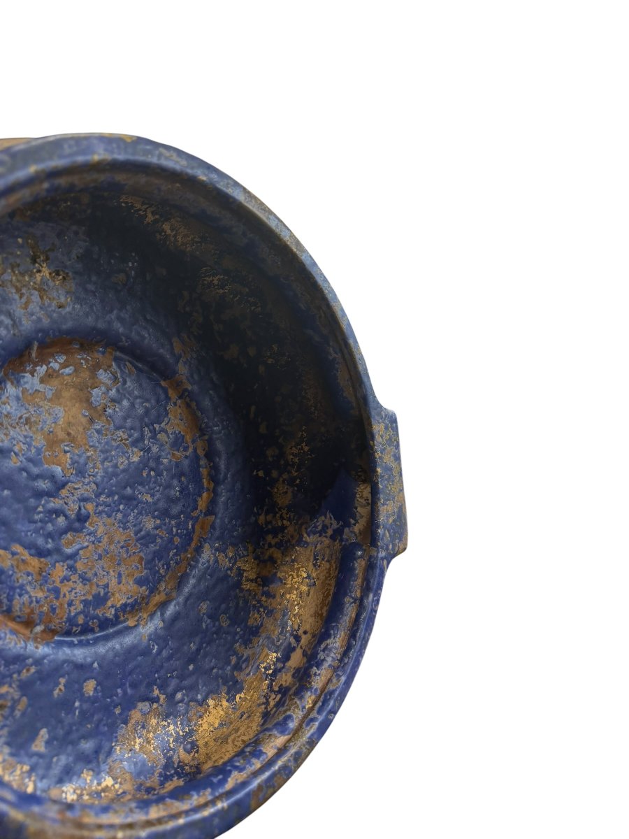 Coupe Art Deco terracotta bleu et doré-photo-5