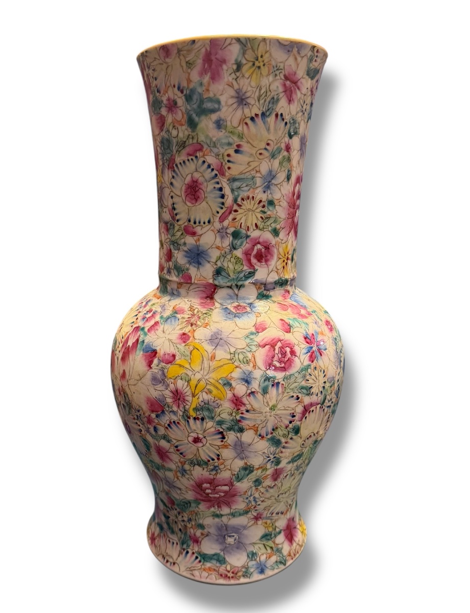 Vase chinois en porcelaine Mille fleurs Guangxu