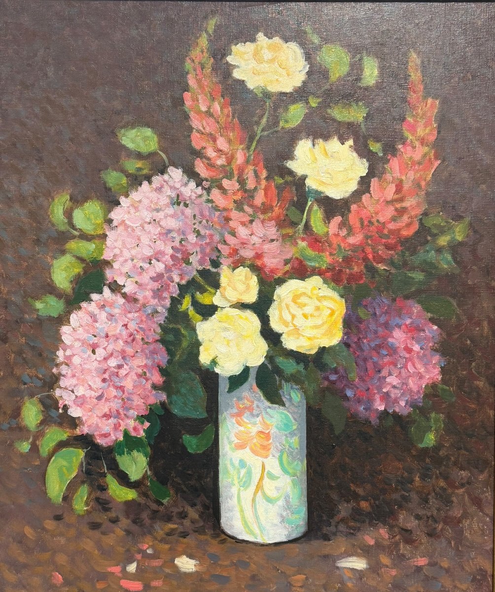 Jean-Paul SAVIGNY Importante Nature morte bouquet de fleur-photo-6