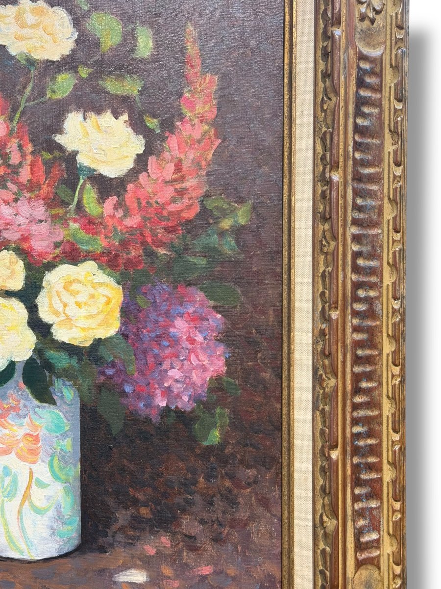 Jean-Paul SAVIGNY Importante Nature morte bouquet de fleur-photo-8