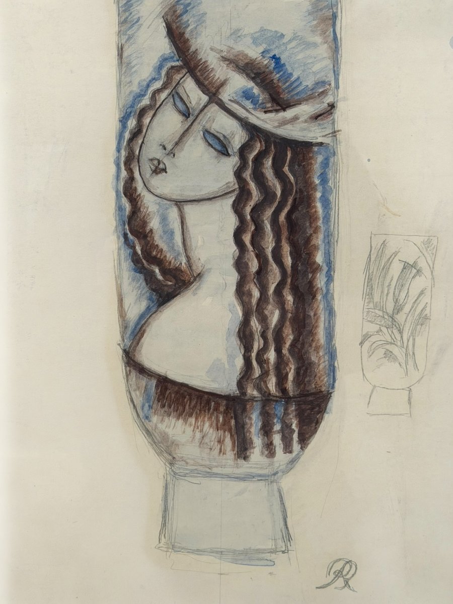 René Buthaud Large Study Of An Art Deco Vase-photo-3
