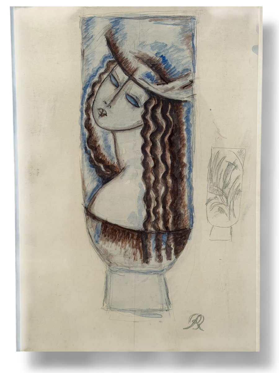 René Buthaud Large Study Of An Art Deco Vase-photo-4