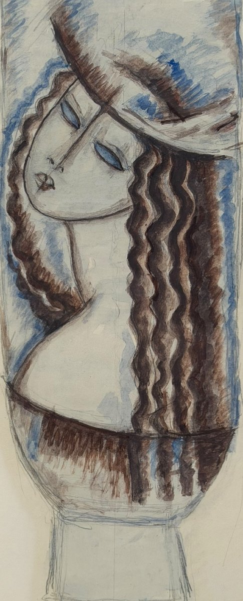 René Buthaud Large Study Of An Art Deco Vase-photo-2