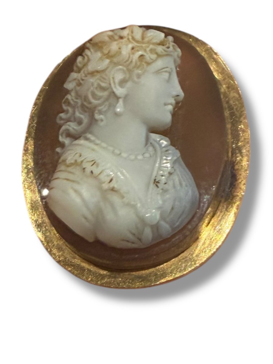 Important 19th Century Gold And Cameo Brooch On Agate-photo-4