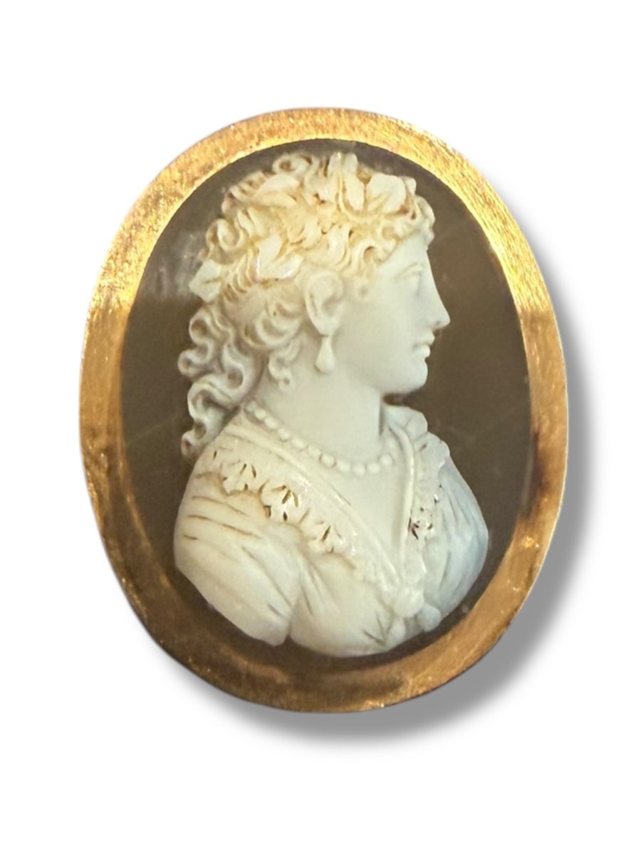 Important 19th Century Gold And Cameo Brooch On Agate-photo-7