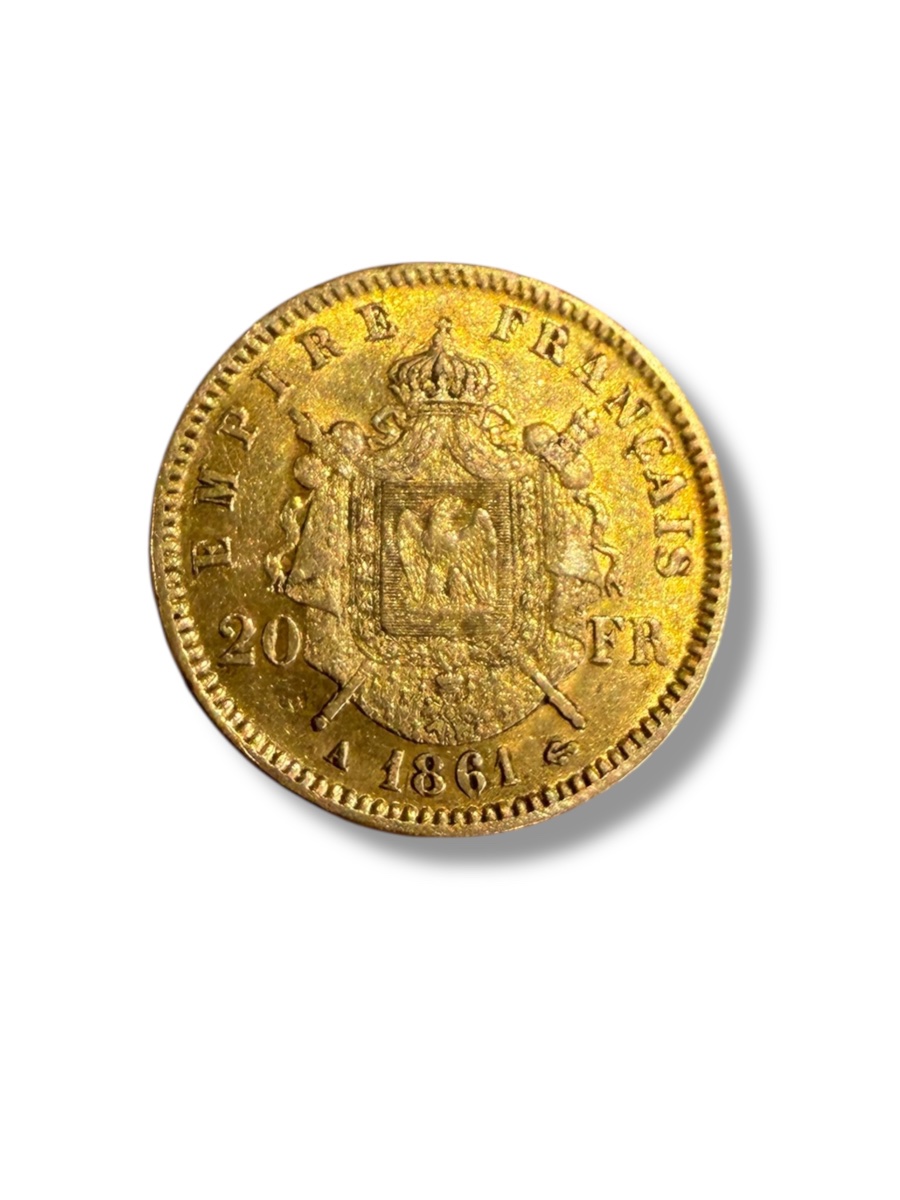 Pièce 20 francs or Napoléon III tête laurée 1861-photo-4