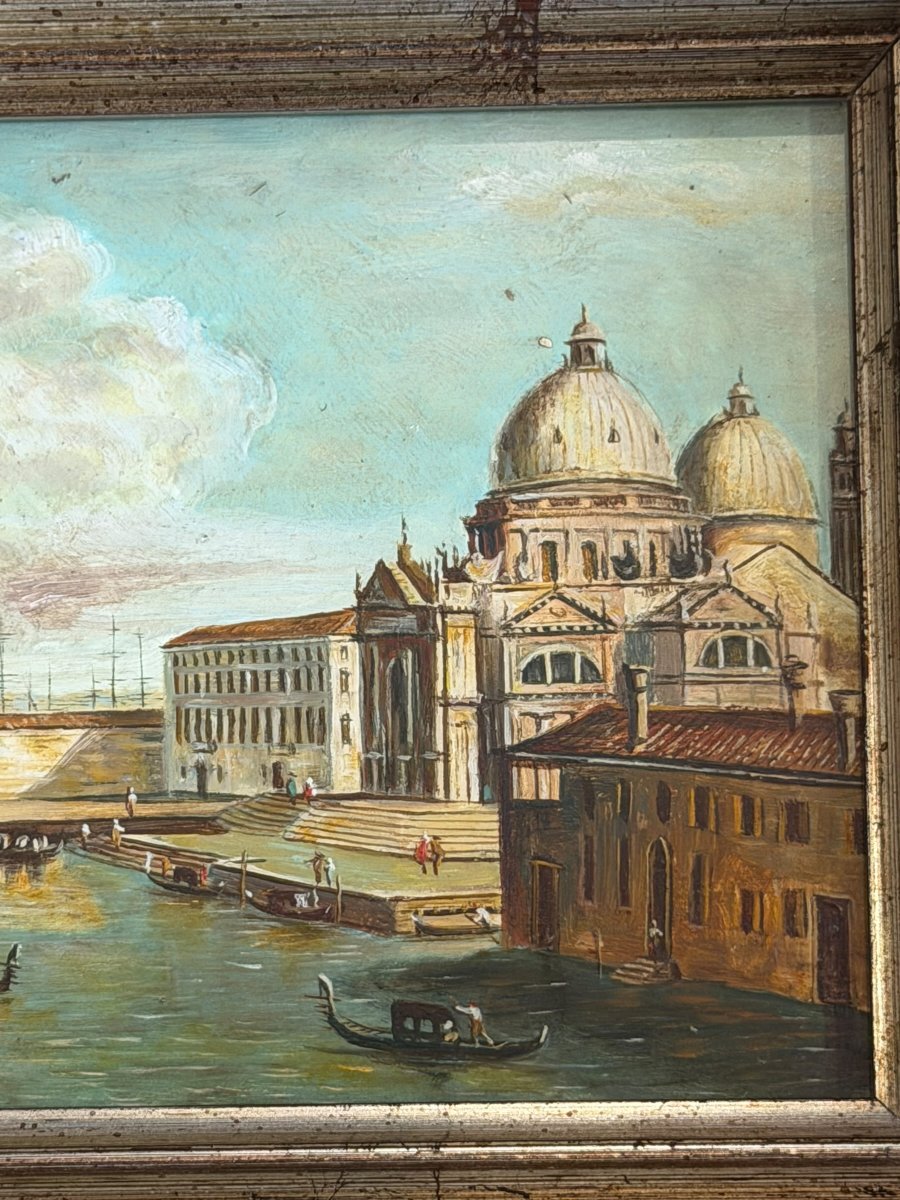 Vue de Venise Huile sur panneau signée BIANCO-photo-2