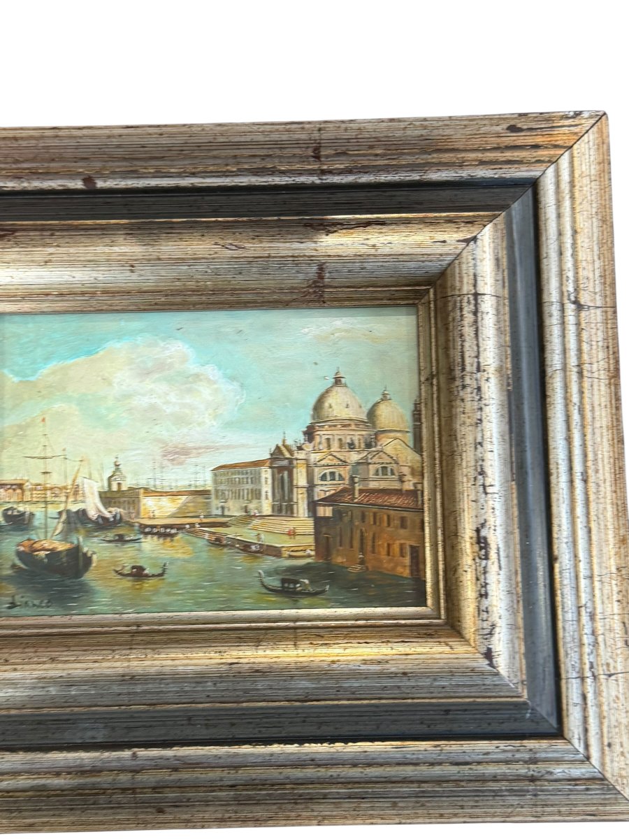 Vue de Venise Huile sur panneau signée BIANCO-photo-7