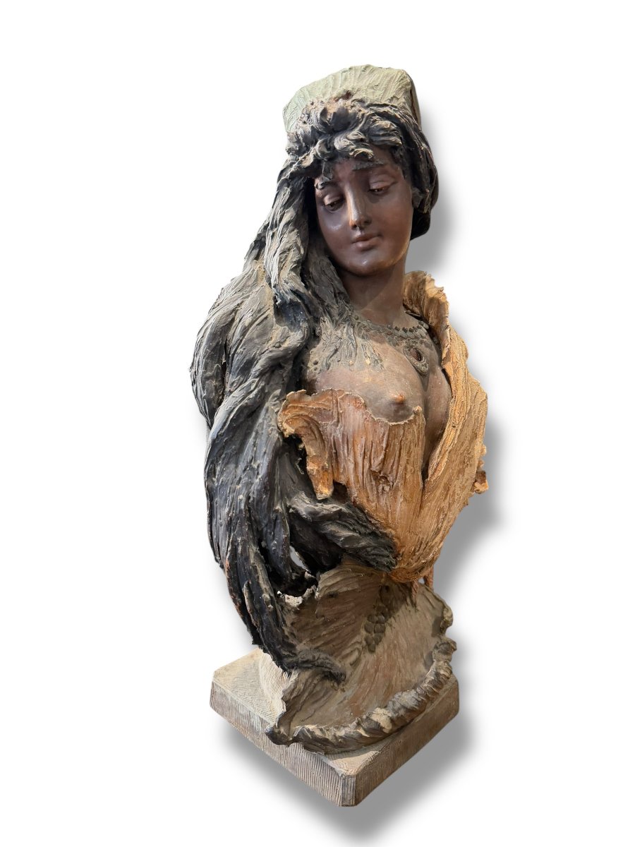 Stellmacher Polychrome Terracotta Bust Of An Oriental Woman-photo-4