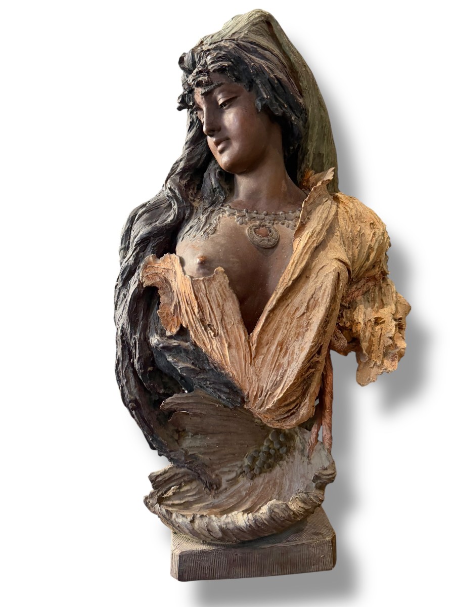 Stellmacher Polychrome Terracotta Bust Of An Oriental Woman