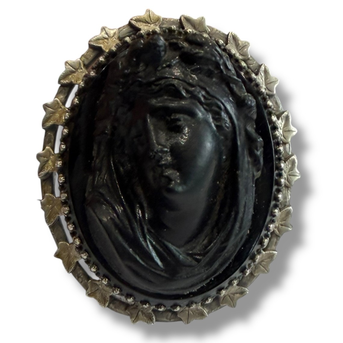 Grande broche camée noir XIXeme