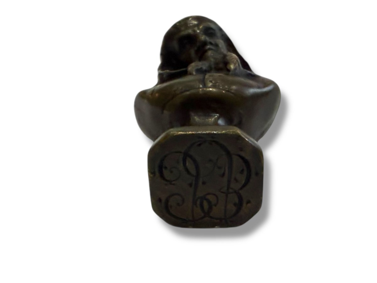 Cachet Janus en Bronze XIXeme double face -photo-3