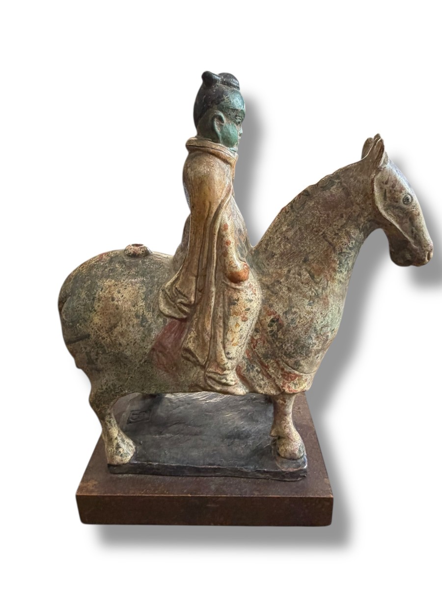 Chinese Polychrome Terracotta Sculpture In The Tang Style