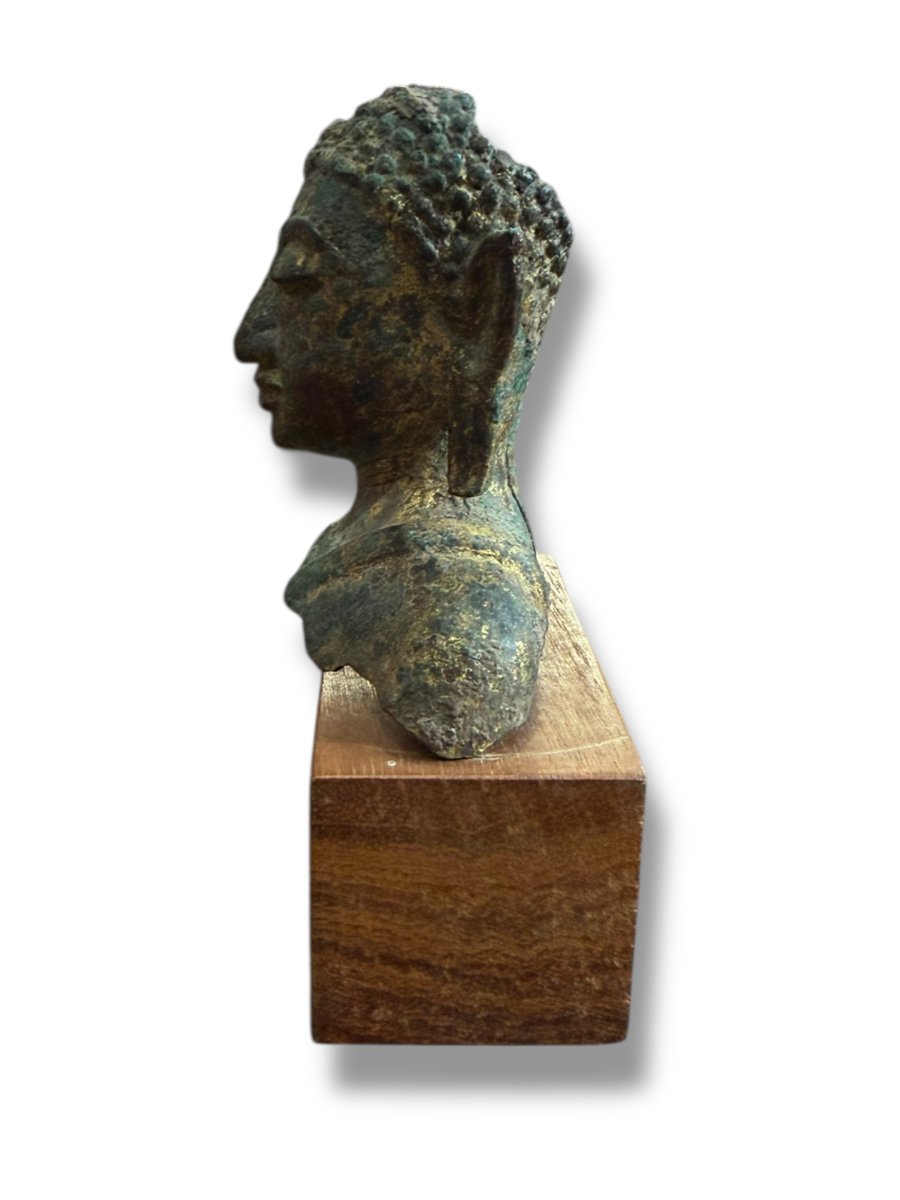 Fragment Of A Bronze Buddhist Head-photo-2