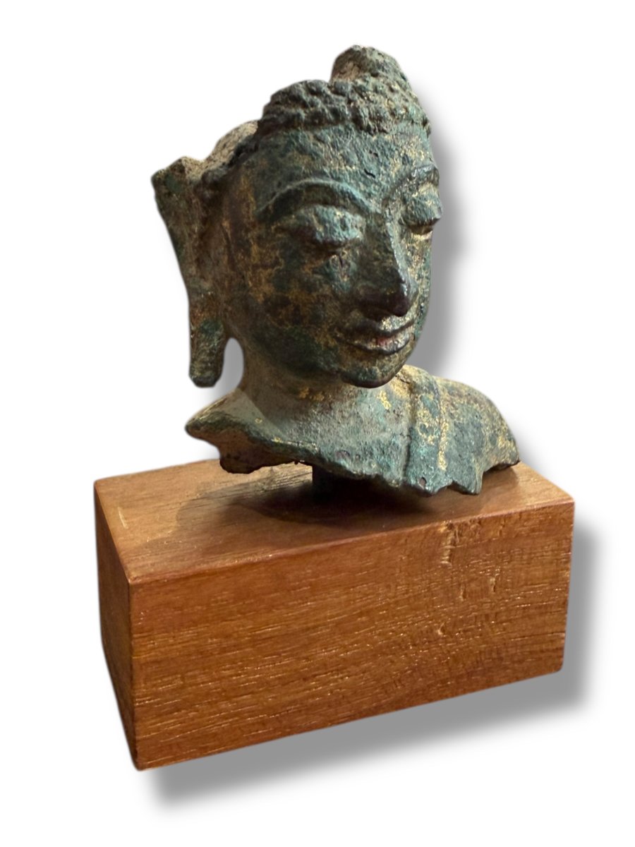 Fragment Of A Bronze Buddhist Head-photo-3