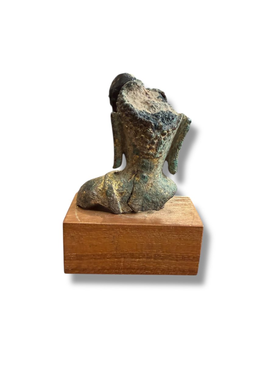 Fragment Of A Bronze Buddhist Head-photo-2