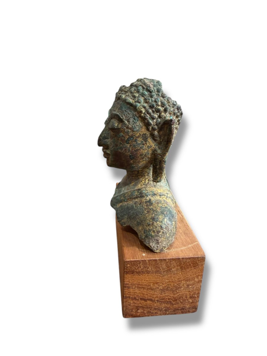 Fragment Of A Bronze Buddhist Head-photo-3