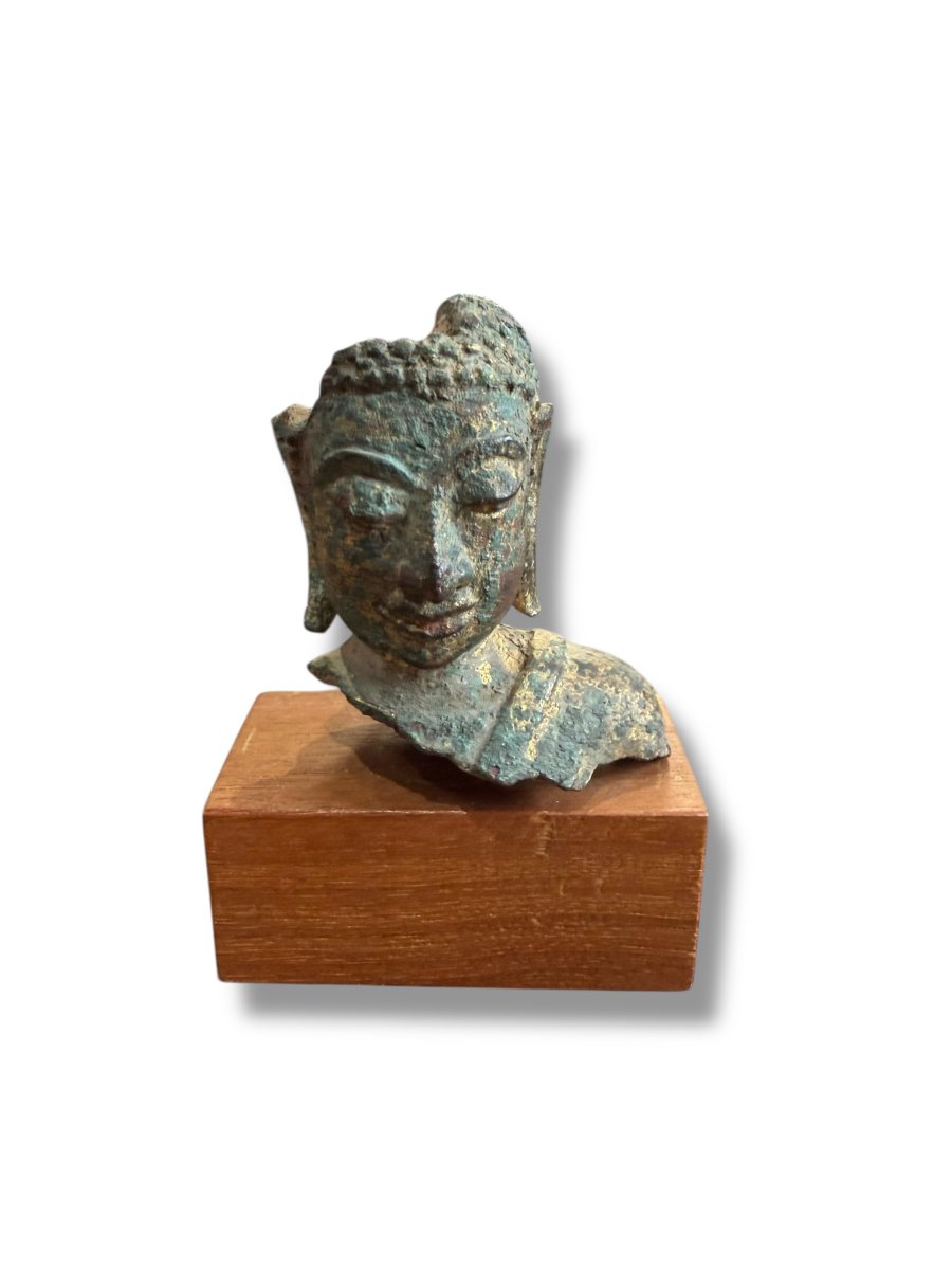 Fragment Of A Bronze Buddhist Head-photo-4