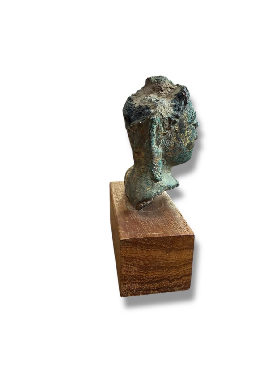 Fragment Of A Bronze Buddhist Head-photo-7
