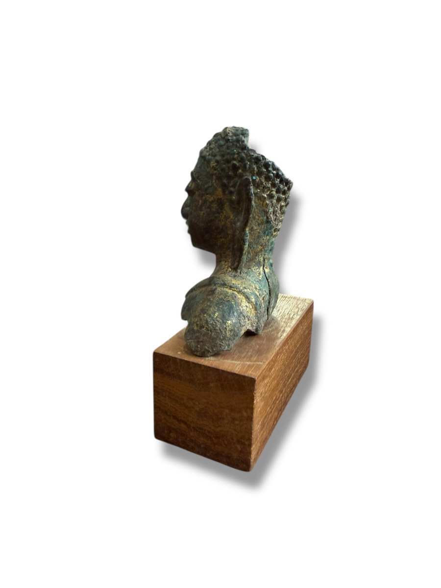 Fragment Of A Bronze Buddhist Head-photo-8