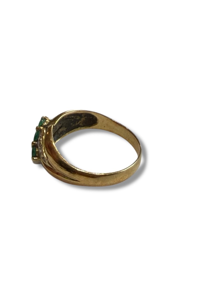 Bague or jaune et émeraude-photo-3