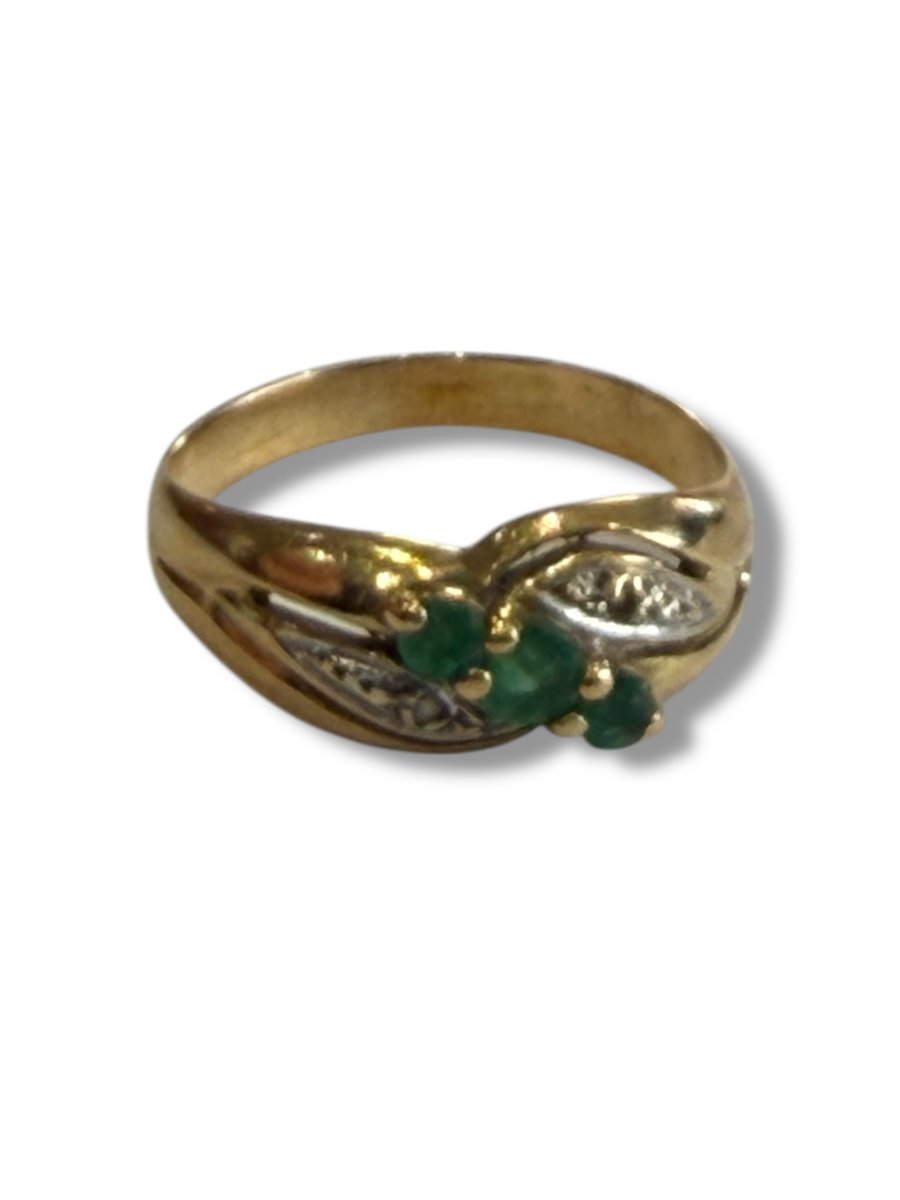 Bague or jaune et émeraude-photo-4