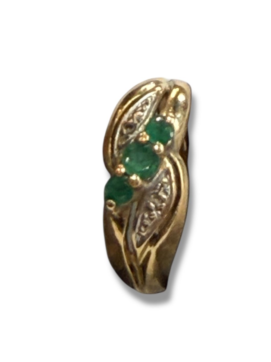 Bague or jaune et émeraude-photo-1