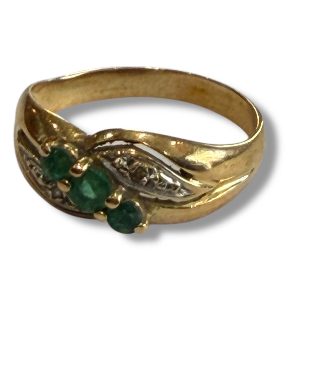 Bague or jaune et émeraude-photo-7