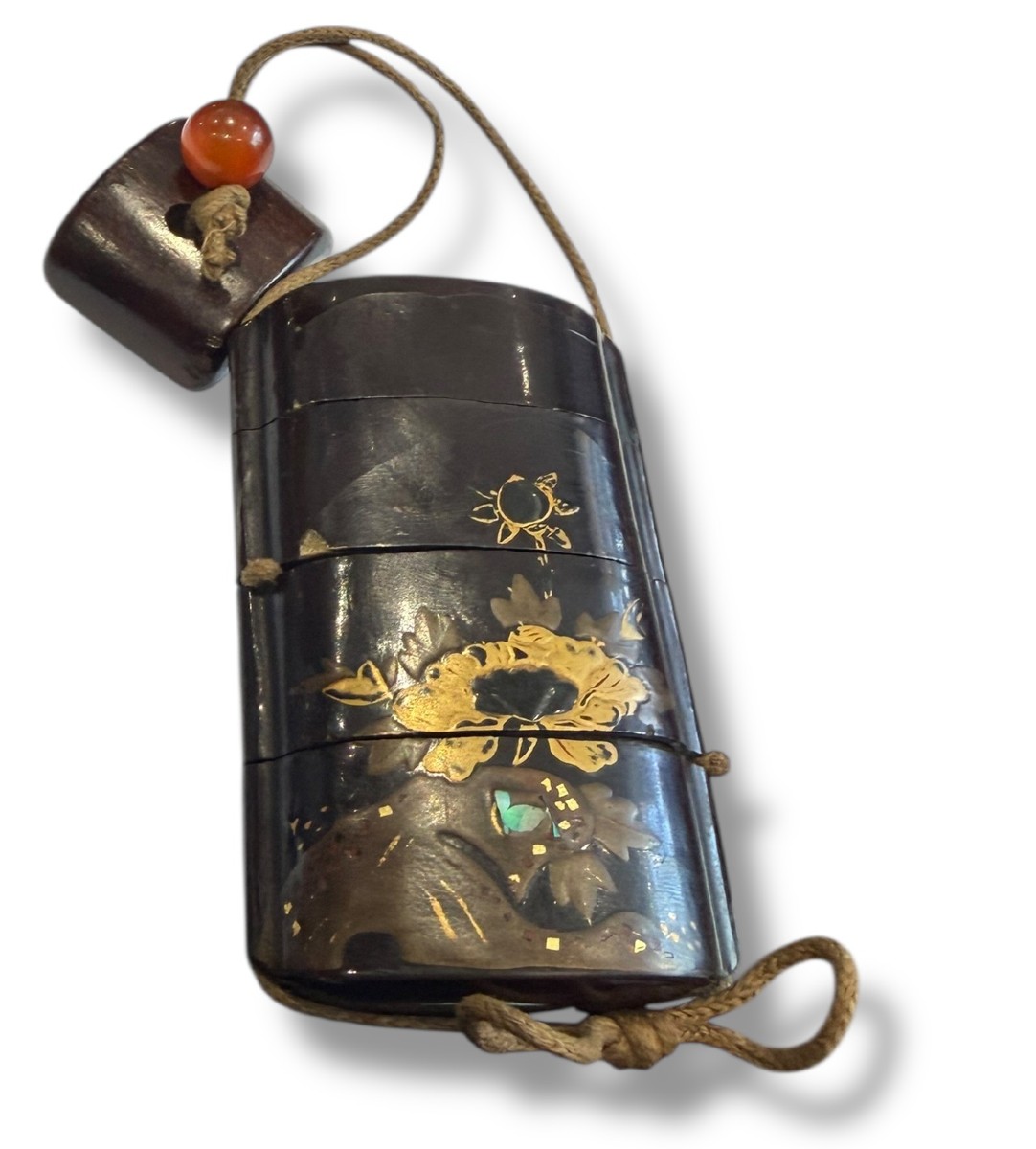 Inro XIXeme japon laque ro-iro nacre