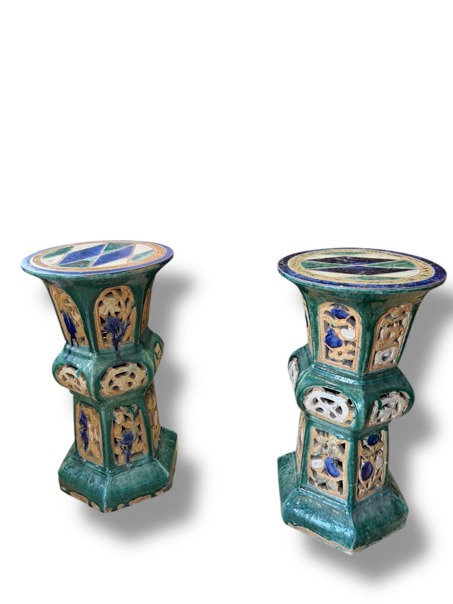 Pair Of Cây Mai Garden Stools, Glazed Stoneware, China/indochina-photo-3
