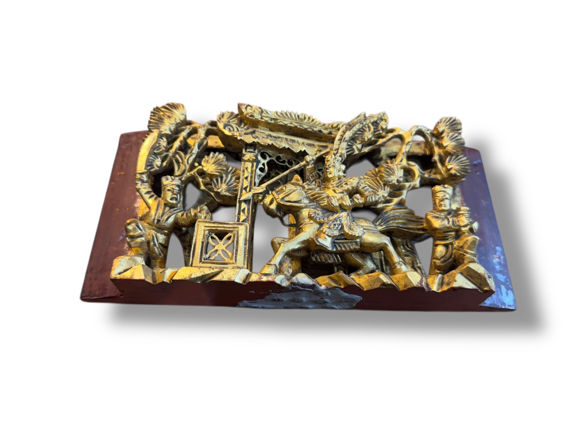 Bas relief XIXeme chinois bois doré -photo-4