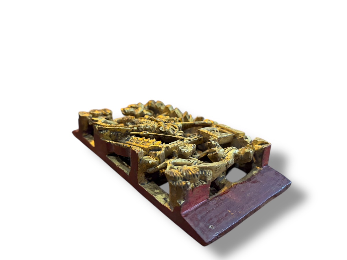 Bas relief XIXeme chinois bois doré -photo-2