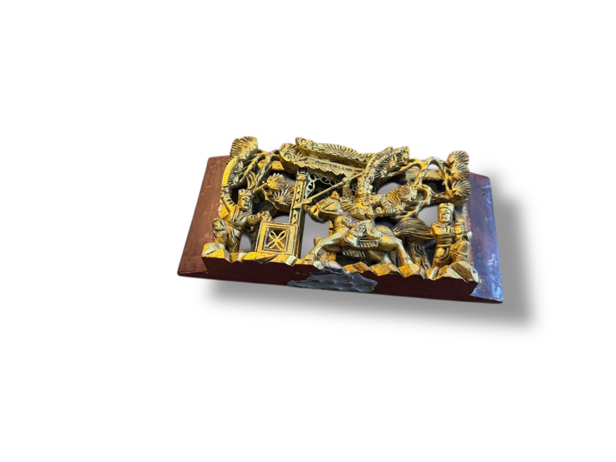 Bas relief XIXeme chinois bois doré -photo-3