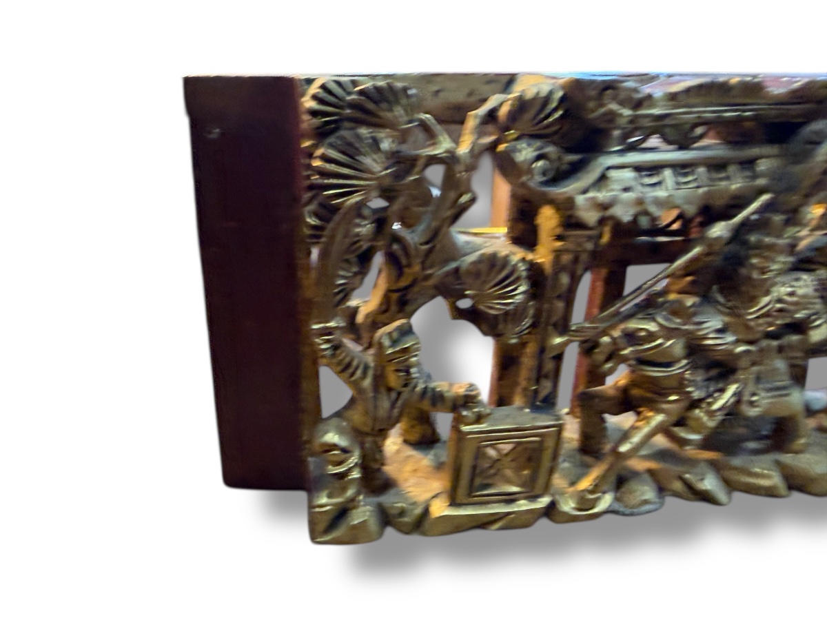 Bas relief XIXeme chinois bois doré -photo-4