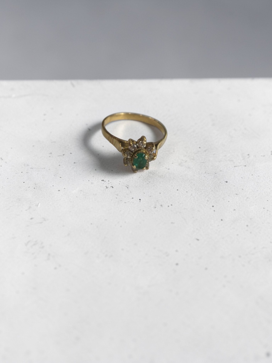 Bague émeraude et or jaune 18 carats -photo-2