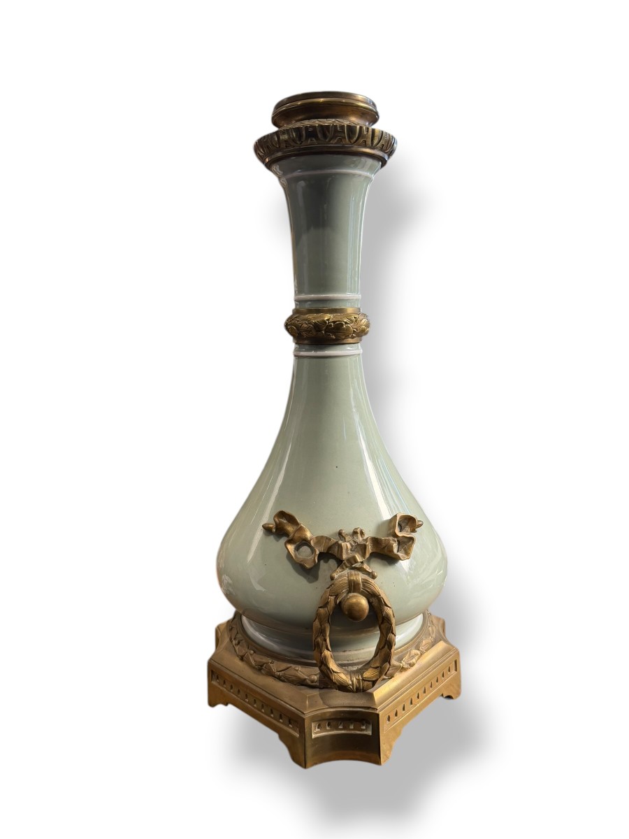 Vase celadon et bronze monté en lampe Napoléon III