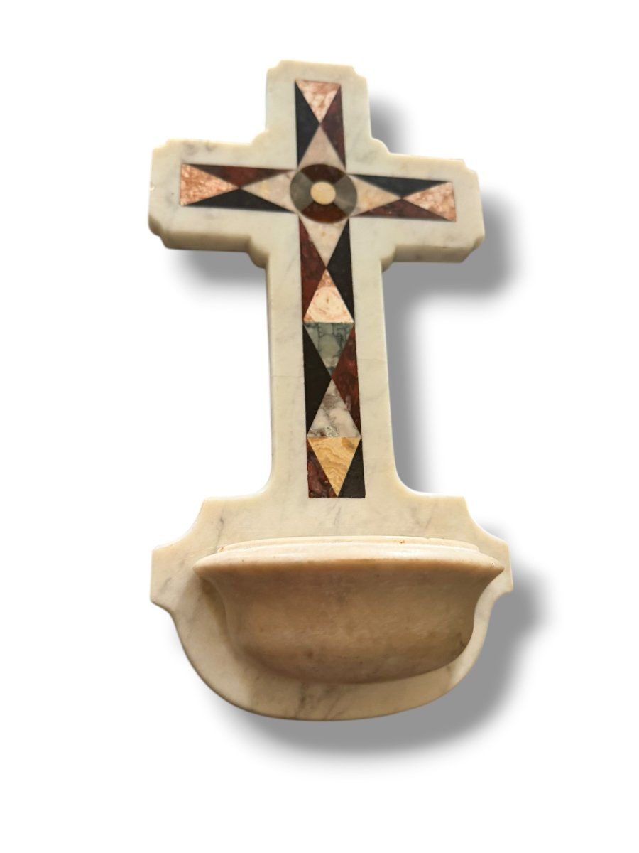 Stoup In Pietra Dura 19th Century Italy-photo-2